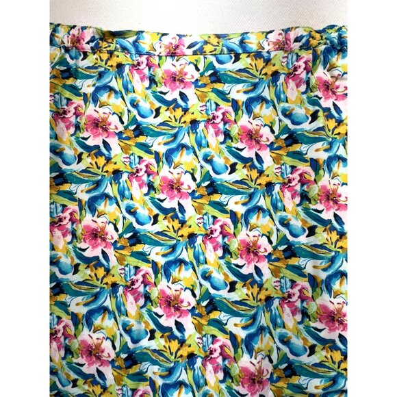 Christopher & Banks Womens Petite Floral A-Line Button-Down Skirt 16P Pink Blue - Picture 9 of 10